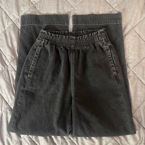 AE paper bag waist pull-on jeans - black denim